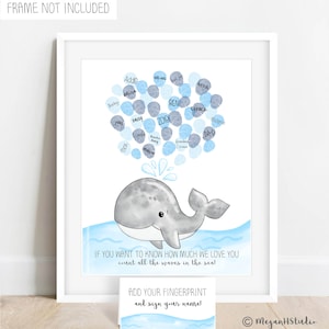 SOFORTIGER DOWNLOAD Fingerabdruck Wal Poster, Fingerabdruck Wal Thema Geburtstagsfeier, Nautische Baby Party, Nautische Kinder Zimmer, Nautische Kinderzimmer Fingerabdruck