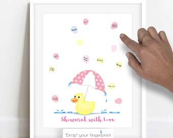 INSTANT DOWNLOAD girl's baby sprinkle sign in, girl's baby shower fingerprint guestbook alternative, rubber ducky baby shower ideas ducky