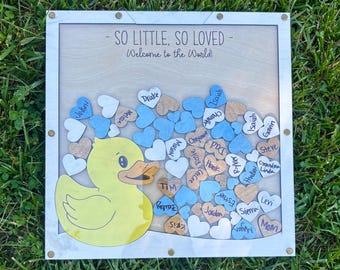 Rubber Ducky Themed Baby Shower 3D Signature Frame Guestbook Alternative, Lucky Duck Party
