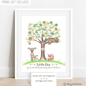 INSTANT DOWNLOAD Gender Neutral Woodland Baby Shower Thumbprint Tree, Woodland Nursery, Unique Guestbook Ideas, Bear Theme Fingerprint Tree