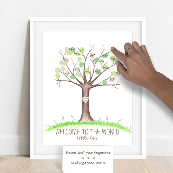 INSTANT DOWNLOAD Thumbprint tree guestbook, baby shower guestbook fingerprint tree guest sign in tree, baby shower tree, adoption day sign