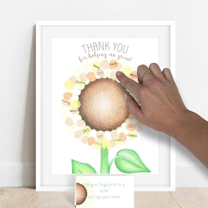 INSTANT DOWNLOAD teacher appreciation gift ideas, sunflower classroom decor, school staff appreciation, thumbprint sunflower, thank you gift image 1