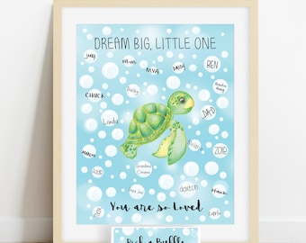 Personalized sea turtle baby shower sign in poster, sea animal themed baby shower, nautical baby shower, signature guestbook alternative