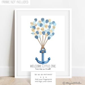 Navy Blue Anchor Themed Baby Shower Fingerprint Guestbook, Nautical Baby Shower Decor, Ocean Theme, Little Sailor Baby Shower Ideas Anchored