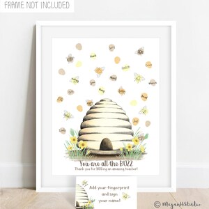 Teacher thank you gift ideas, teacher appreciation gift, thank you teacher gift, teacher gift ideas, honey bee classroom decor, fingerprint image 2