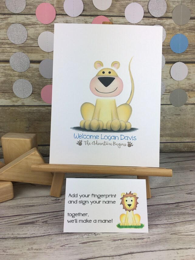 Lion Fingerprint Guestbook Alternative Lion King Jungle Safari