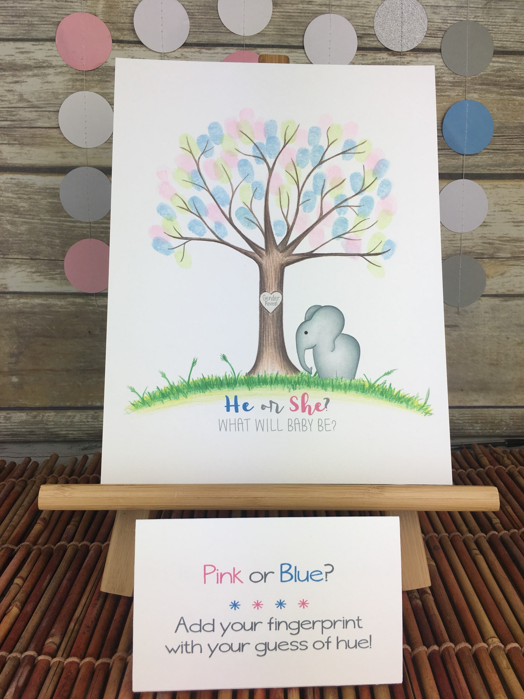 Elephant Gender reveal party ideas gender reveal tree Etsy