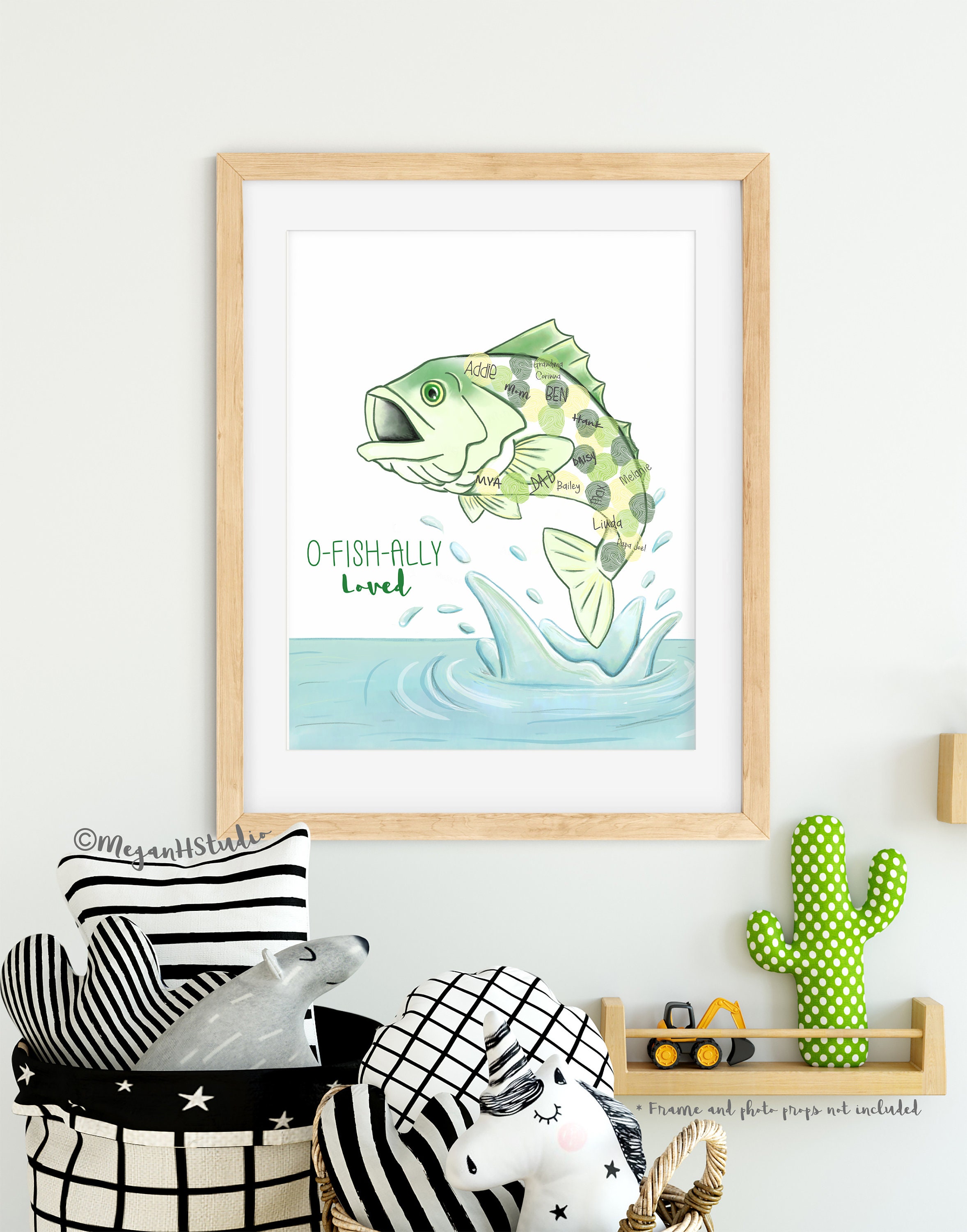 INSTANT DOWNLOAD Fish Themed Baby Shower Fingerprint Poster, Bass Themed  Kids Room, Fishing Birthday Theme Ideas, Fishing Birthday Party 