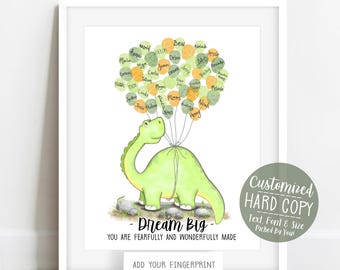 Dinosaur Fingerprint Guestbook Alternative Brachiosaurus Birthday Party Decor Dino Guest Book Print
