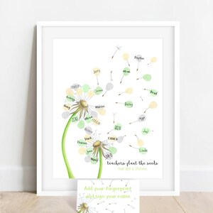 INSTANT DOWNLOAD Thumbprint Dandelion, Teacher Appreciation, Teacher ...