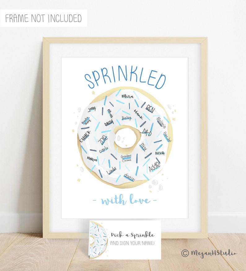 Donut Signature Poster, Signature Guestbook Alternative, Baby Sprinkle Ideas, Donut Party Decorations, Donut Theme Baby Shower Supplies image 10