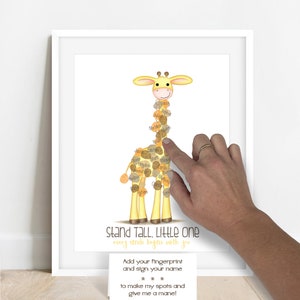 Giraffe Fingerprint Gästebuch, Safari Babyparty Dekoration, Safari Babyparty Dekoration, Dschungel Safari Kinderzimmer, Fingerabdruckbaum