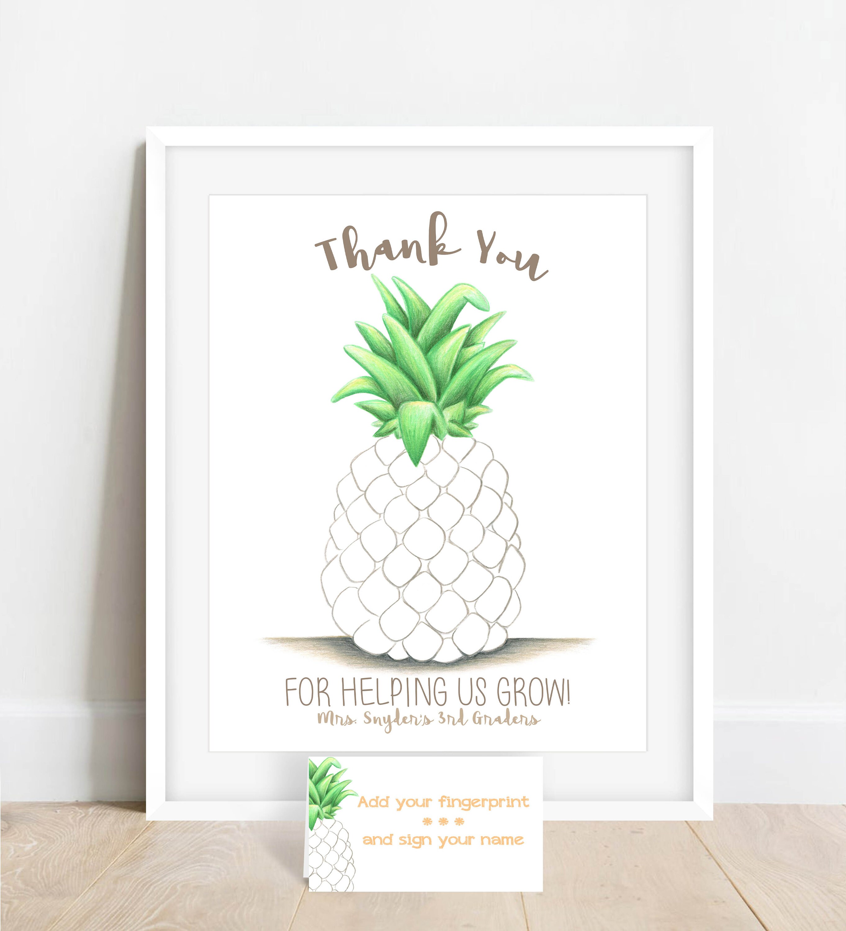 Pineapple thumbprint art teacher fingerprint gift teacher Etsy
