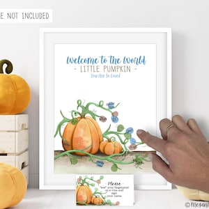 INSTANT DOWNLOAD Boy&#39;s Little Pumpkin Baby Shower Fingerprint Tree Guestbook, Pumpkin Patch Baby Shower, Fall Halloween Baby Shower Ideas