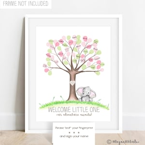INSTANT DOWNLOAD Fingerprint tree, elephant baby shower, Thumbprint tree guest book, baby shower tree, elephant nursery decor, safari theme