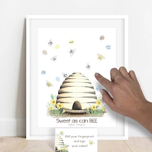 Bumble bee baby shower, beehive, fingerprint tree, thumbprint guestbook, honey bee baby shower ideas, bee kind, bee birthday party, sweet