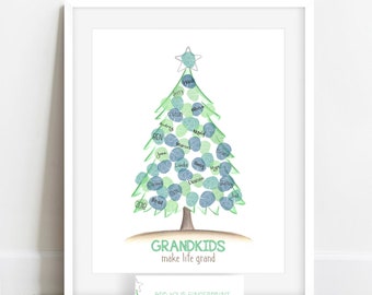 INSTANT DOWNLOAD grandparents gift, gift for grandma, gift from grandkids, christmas fingerprint tree, christmas tree, christmas thumbprint