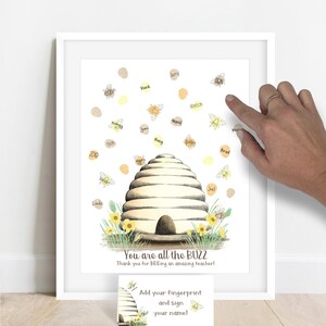 Teacher thank you gift ideas, teacher appreciation gift, thank you teacher gift, teacher gift ideas, honey bee classroom decor, fingerprint image 5