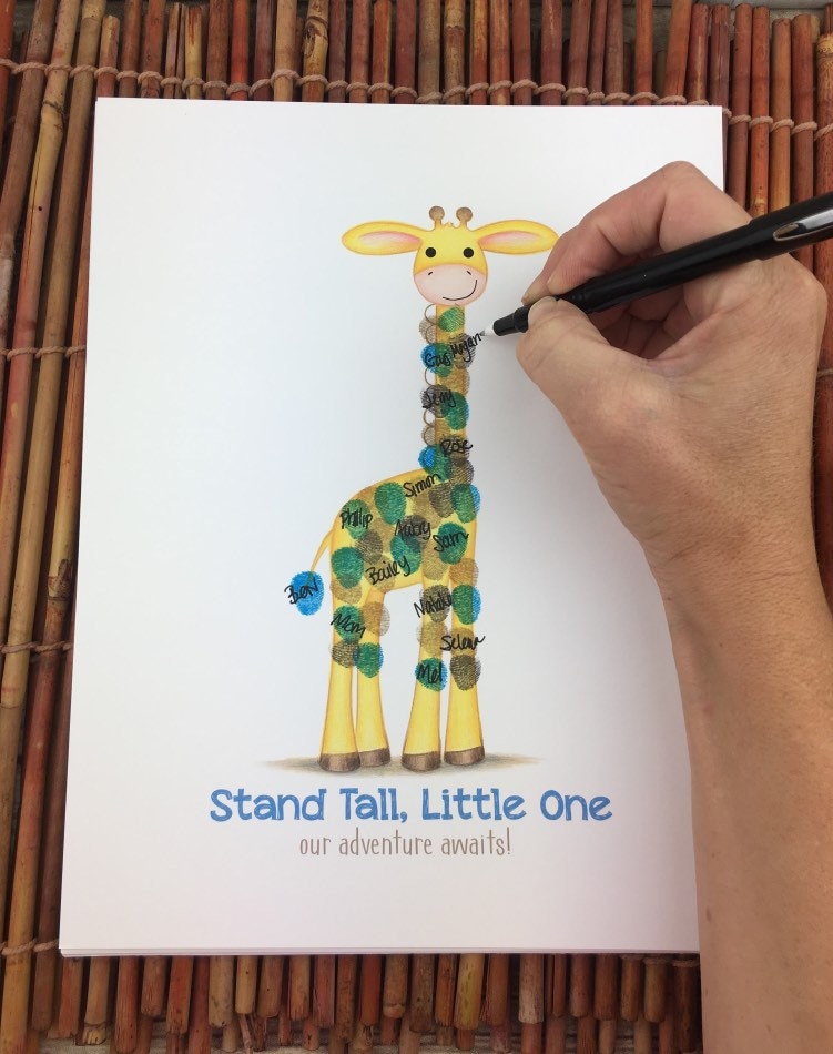 INSTANT DOWNLOAD Boy's fingerprint giraffe guestbook Etsy
