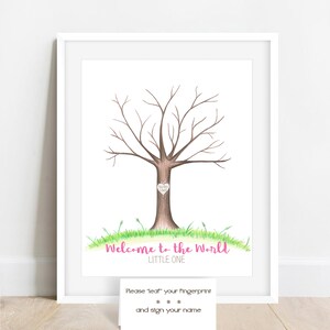 INSTANT DOWNLOAD Girl's Baby Shower Tree, Fingerprint Tree, Baby Shower ...