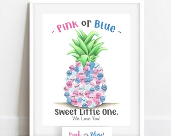 Tropical Pineapple Gender Reveal Guestbook | Hawaiian Baby Party Fingerprint Sign (Instant Download)
