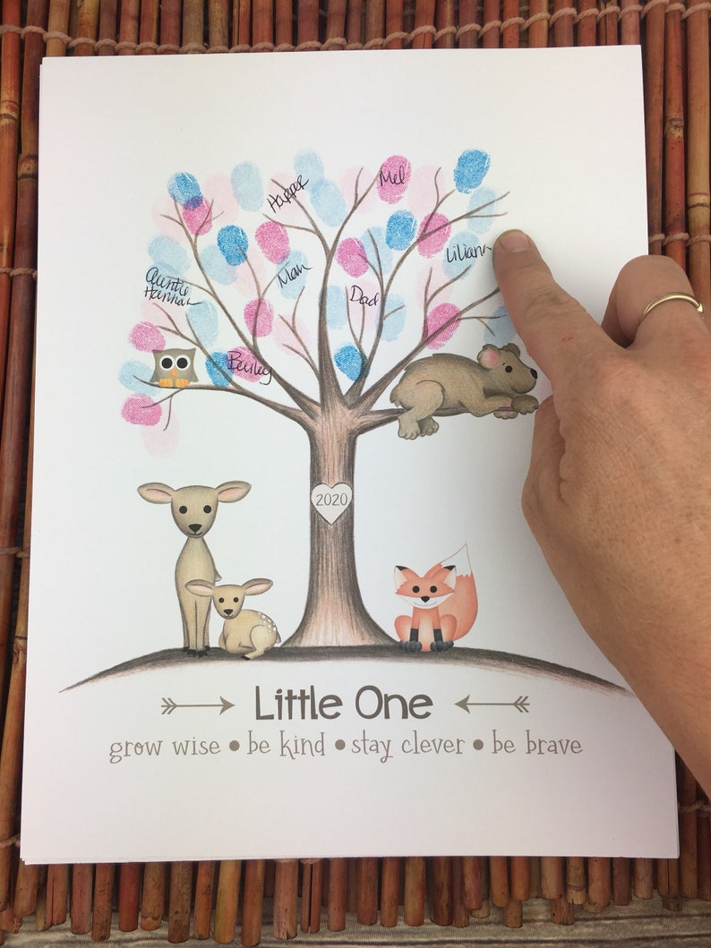 INSTANT DOWNLOAD woodland gender reveal thumb print tree Etsy