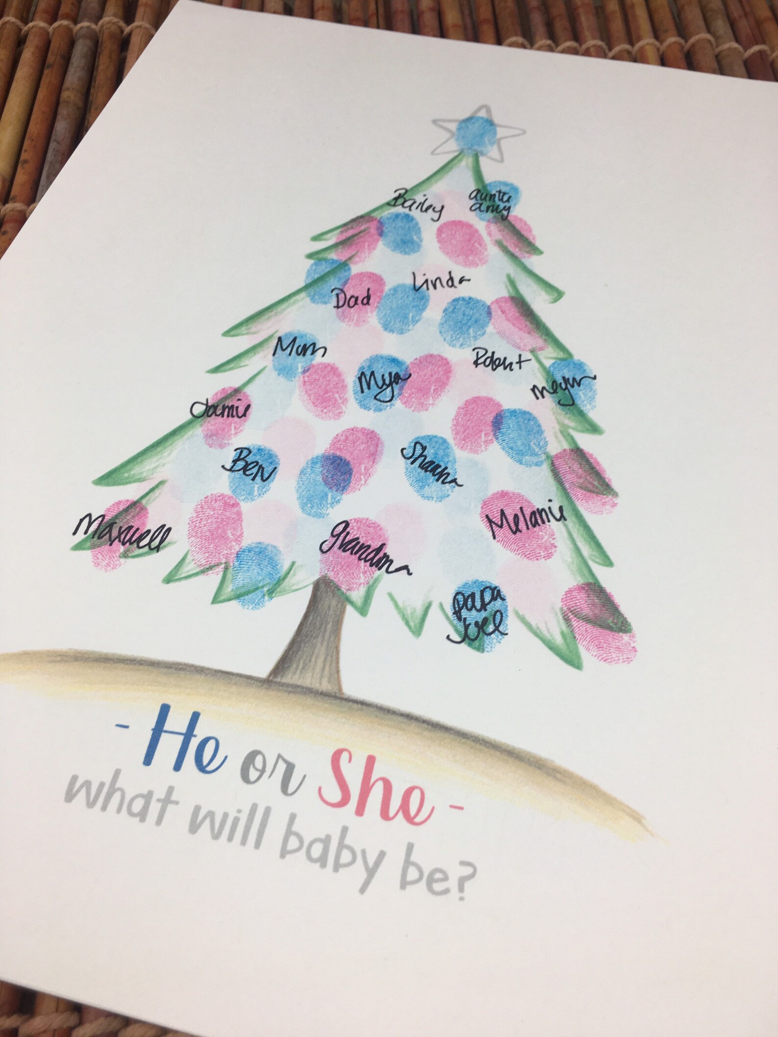 INSTANT DOWNLOAD Christmas Gender Reveal Fingerprint Tree Etsy