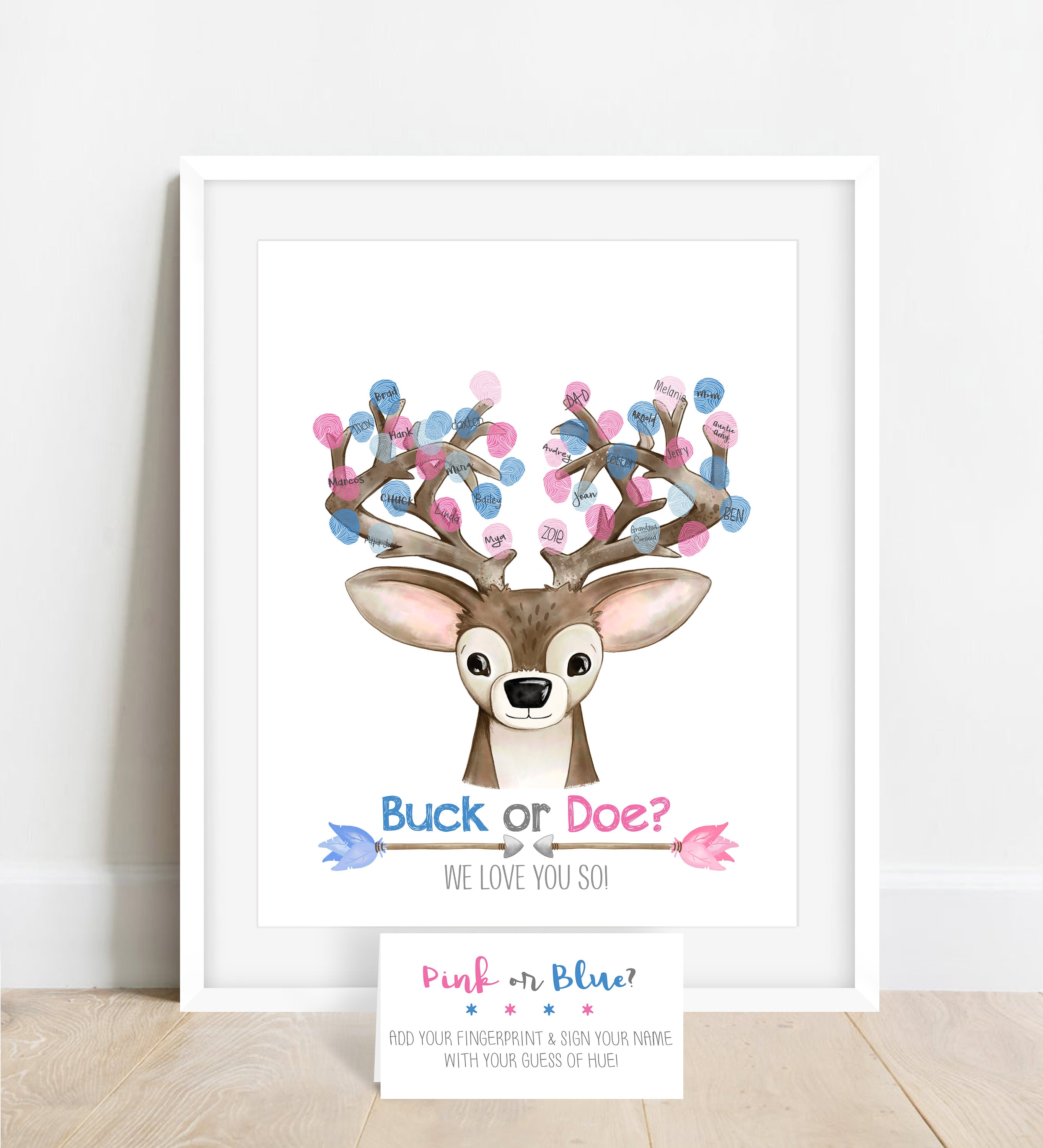 Buck or Doe Gender Reveal Fingerprint Guestbook Alternative 
