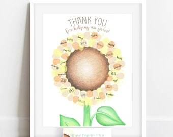 Thumbprint sunflower gift for teacher, gift from class, class gift, fingerprint teacher gift, teacher appreciation gift ideas DIY