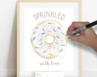 INSTANT DOWNLOAD Baby Sprinkle, Donut Baby Shower, Sprinkled with Love Donut Signature Guestbook Alternative Sprinkle Party Decorations Idea