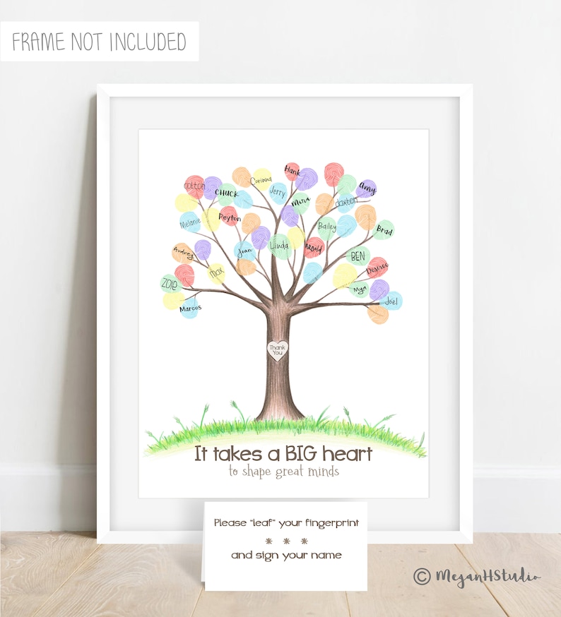 Gift for teacher, end of year gift for teacher, gift from class, class gift, fingerprint teacher gift, teacher appreciation present ideas image 2