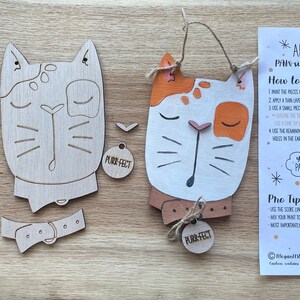 Kitty Cat Party Favor Paint Kits, Wooden 3D DIY Cat Craft Kits, Paint Your Own Cat Stocking Stuffer, Kitten Paint Party, Cat Theme Birthday image 1