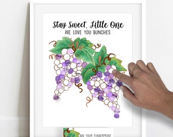 Baby Shower Fingerprint Guestbook Poster | Instant Download Guest Book Art Fruit Theme