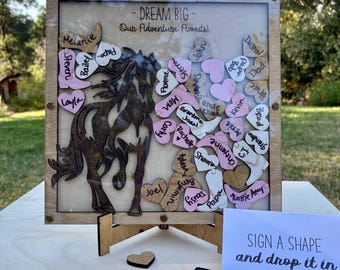 Custom Horse Themed 3D Signature Frame Drop Box, Western Guestbook Alternative for Baby Shower, Birthday, Graduation, Cowgirl Party Keepsake