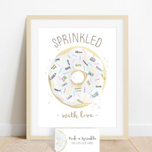 INSTANT DOWNLOAD Baby Sprinkle, Donut Baby Shower, Sprinkled with Love Donut Signature Guestbook Alternative Sprinkle Party Decorations Idea image 5