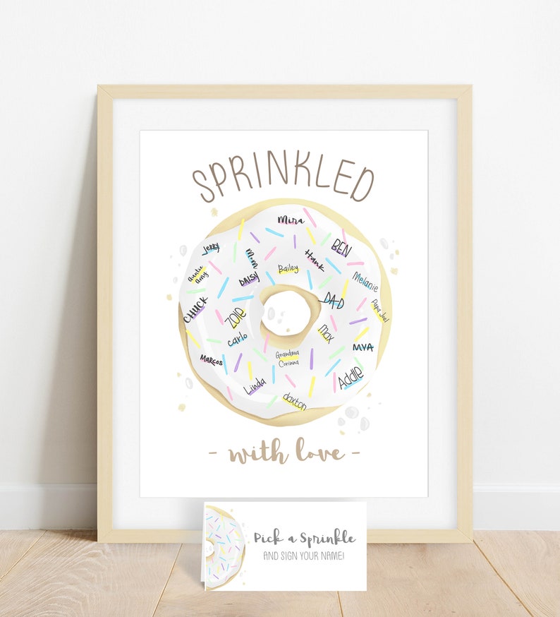 INSTANT DOWNLOAD Baby Sprinkle, Donut Baby Shower, Sprinkled with Love Donut Signature Guestbook Alternative Sprinkle Party Decorations Idea image 5