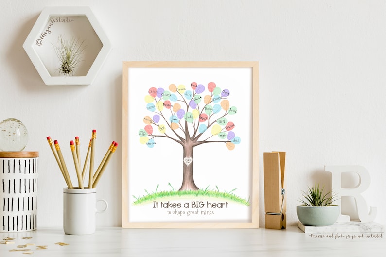 Gift for teacher, end of year gift for teacher, gift from class, class gift, fingerprint teacher gift, teacher appreciation present ideas image 7