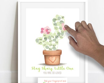 Cactus Fingerprint Guestbook Poster, Desert Theme Baby Shower Thumbprint Guestbook Alternative