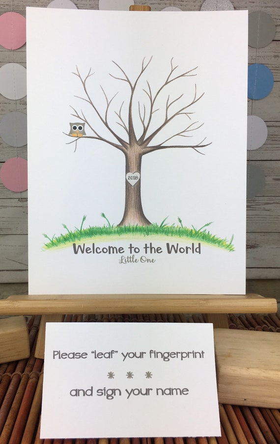 baby shower fingerprint tree