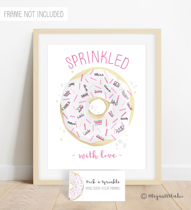 Donut Signature Poster, Signature Guestbook Alternative, Baby Sprinkle Ideas, Donut Party Decorations, Donut Theme Baby Shower Supplies image 8