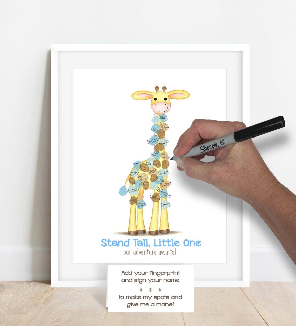 Boy's Giraffe Fingerprint Guest Book Alternative Giraffe Etsy