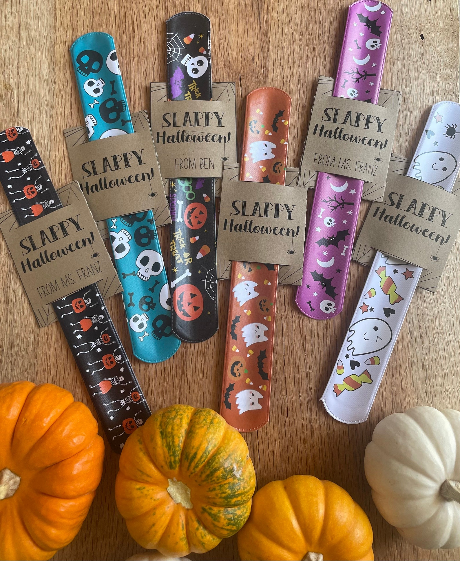 Slappy Halloween Tags with Slap Bracelets