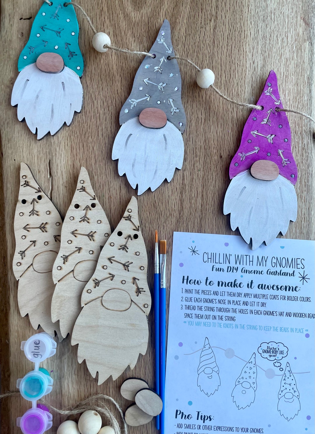 Paint Your Own Gnome Garland Craft Kit, Gnome Garden Party Ideas, Gnome Paint Kit, Kids Gnome