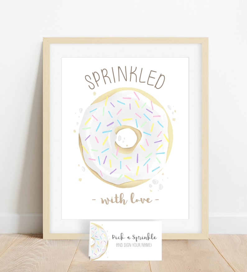INSTANT DOWNLOAD Baby Sprinkle, Donut Baby Shower, Sprinkled with Love Donut Signature Guestbook Alternative Sprinkle Party Decorations Idea image 3