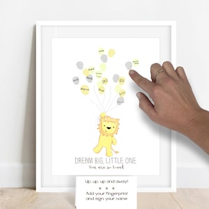 Personalized Lion Theme Fingerprint Guestbook Alternative, Lion Birthday Party Decorations, Safari Animal Birthday Party Ideas, Jungle Theme