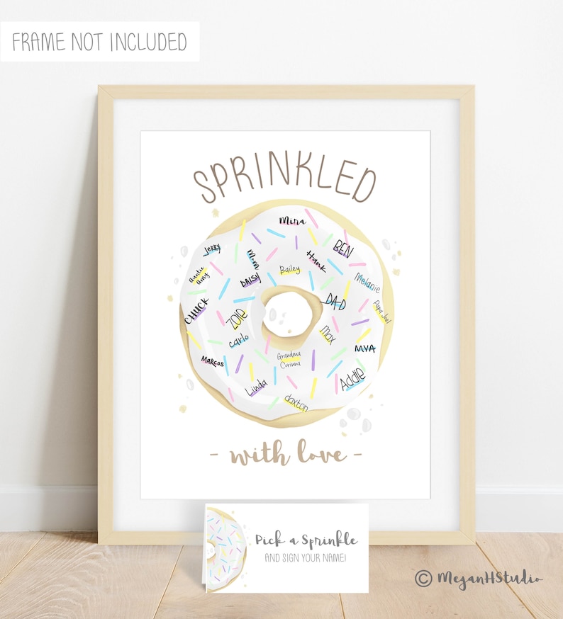 Donut Signature Poster, Signature Guestbook Alternative, Baby Sprinkle Ideas, Donut Party Decorations, Donut Theme Baby Shower Supplies image 2