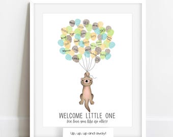 Otter Baby Shower, Fingerprint Balloon Guestbook, Otter Thumbprint Tree, Love You Like No Otter Baby Shower Fingerprint Tree, Otter Nursery