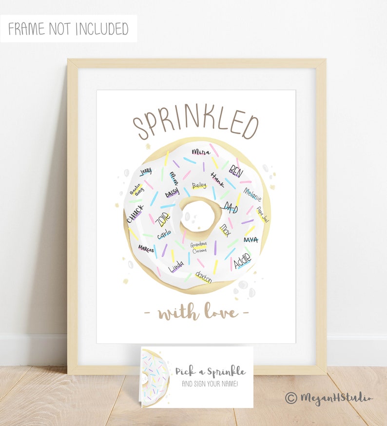 INSTANT DOWNLOAD Baby Sprinkle, Donut Baby Shower, Sprinkled with Love Donut Signature Guestbook Alternative Sprinkle Party Decorations Idea image 2