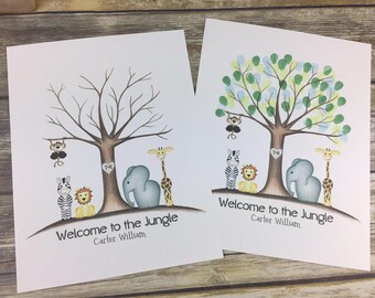 Jungle fingerprint tree | jungle safari baby shower | custom guestbook | jungle baby shower | safari baby shower | thumbprint tree