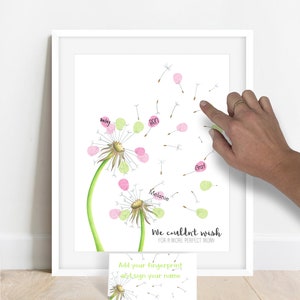 INSTANT DOWNLOAD Mother&#39;s Day Gift Ideas, Gift from Kids, Mothers Day Fingerprint Dandelion, Couldn&#39;t Wish for a More Perfect Mom